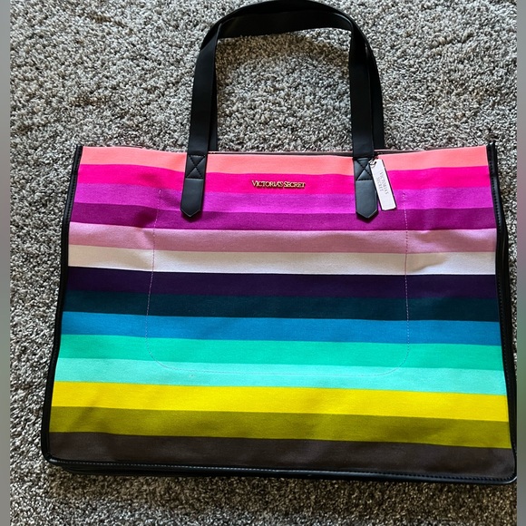 Victoria’s Secret Bright Striped Tote Bag - Picture 1 of 7